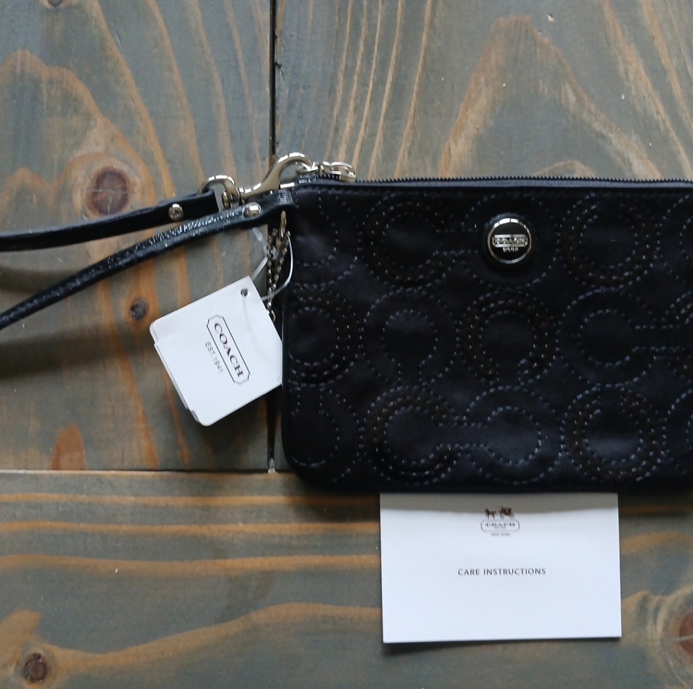 Coach Quilted Black Wristlet